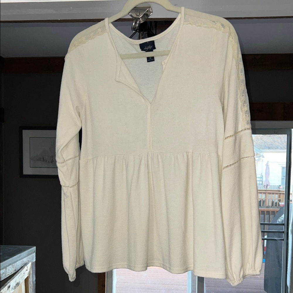 Daytrip Cream Lace Accent Blouse